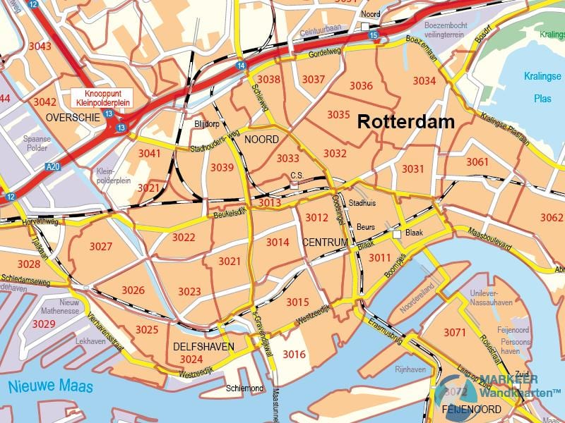 Peta Rotterdam poskod 
