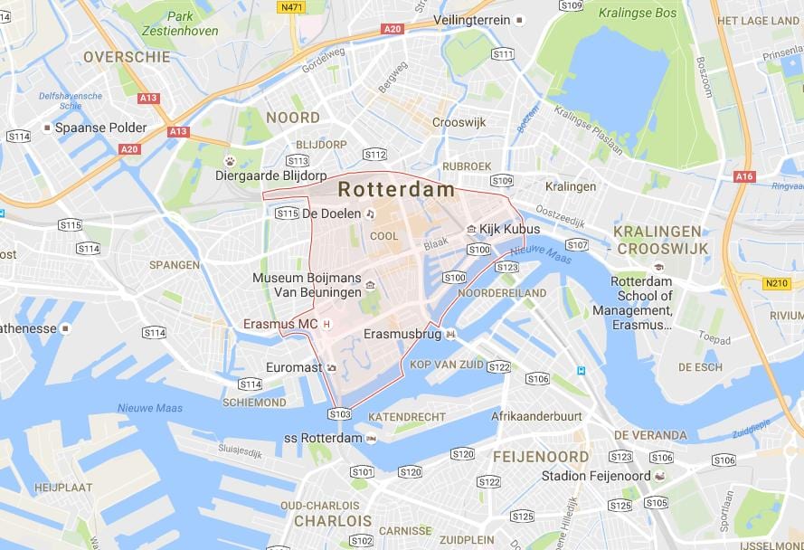 Peta taman dan perjalanan Rotterdam 